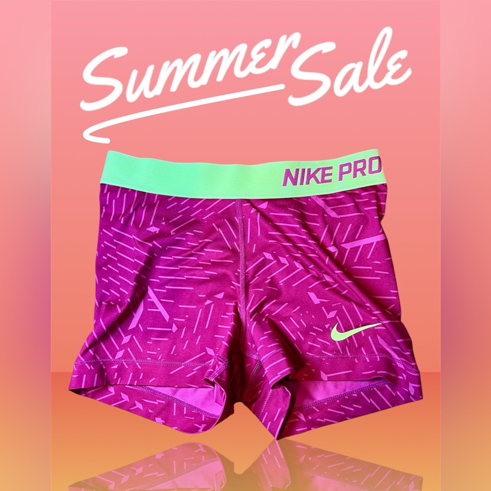 Nike Pro Pink and Green Athletic Shorts